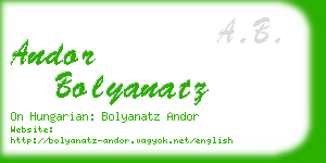 andor bolyanatz business card